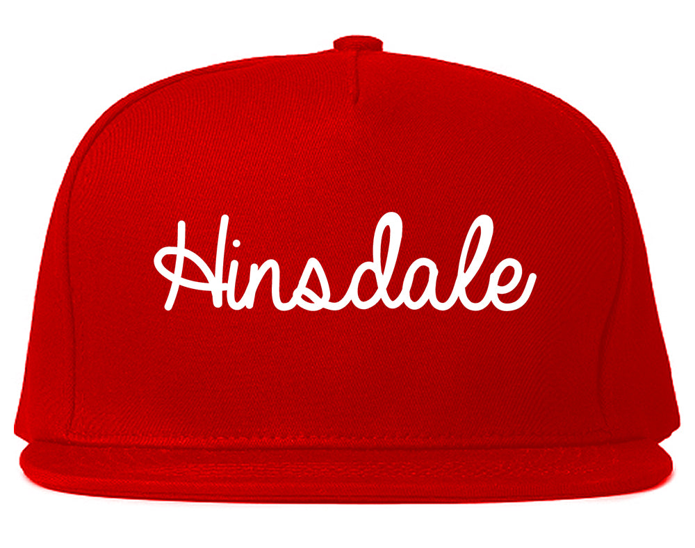 Hinsdale Illinois IL Script Mens Snapback Hat Red