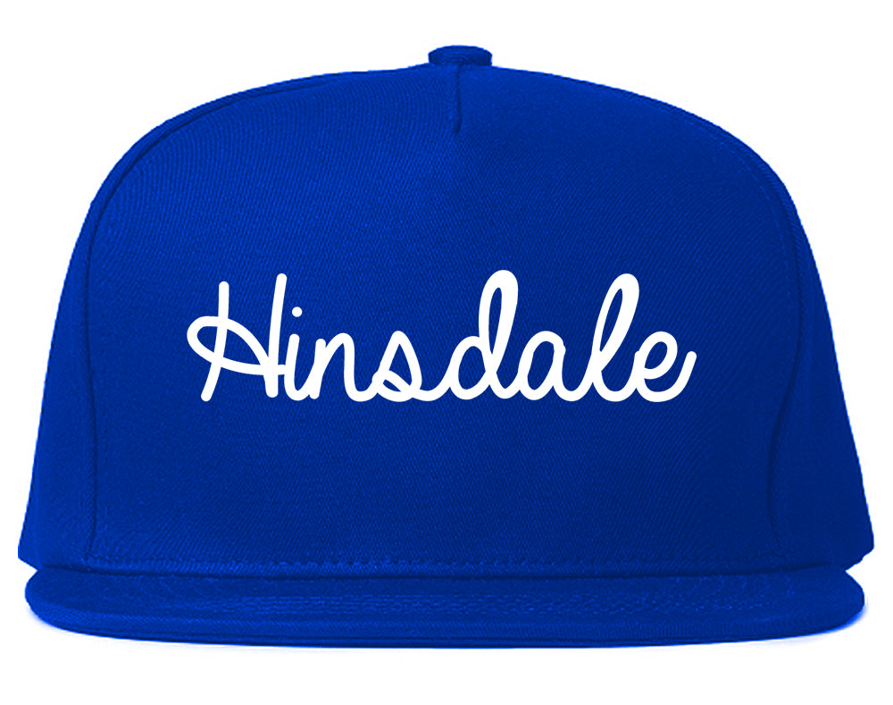 Hinsdale Illinois IL Script Mens Snapback Hat Royal Blue
