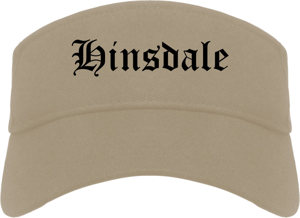 Hinsdale Illinois IL Old English Mens Visor Cap Hat Khaki