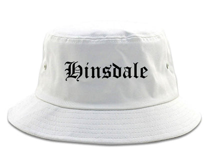Hinsdale Illinois IL Old English Mens Bucket Hat White