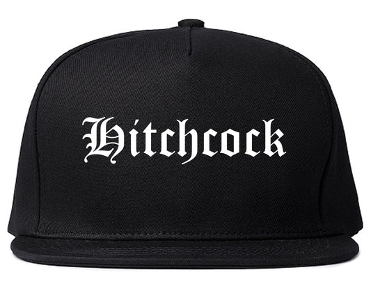 Hitchcock Texas TX Old English Mens Snapback Hat Black