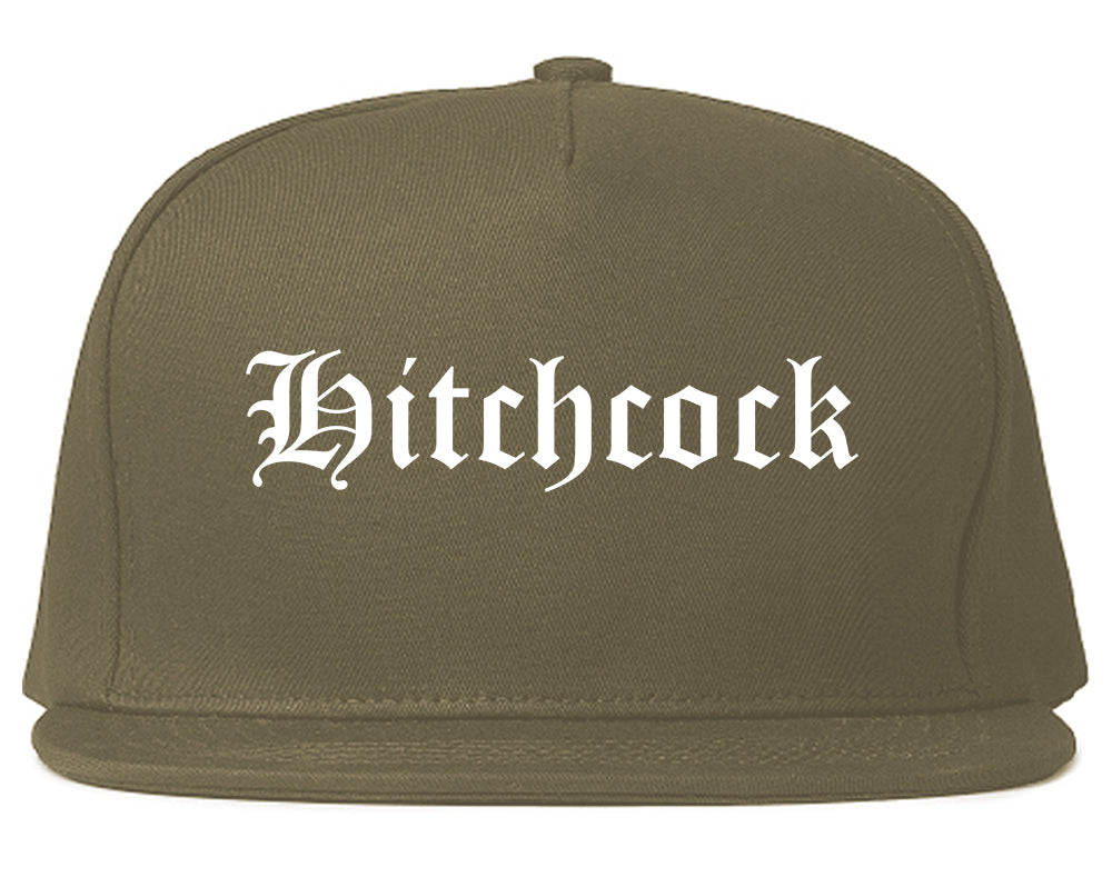 Hitchcock Texas TX Old English Mens Snapback Hat Grey