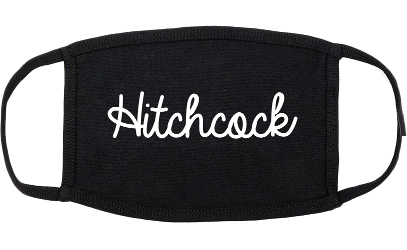Hitchcock Texas TX Script Cotton Face Mask Black