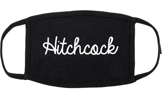 Hitchcock Texas TX Script Cotton Face Mask Black