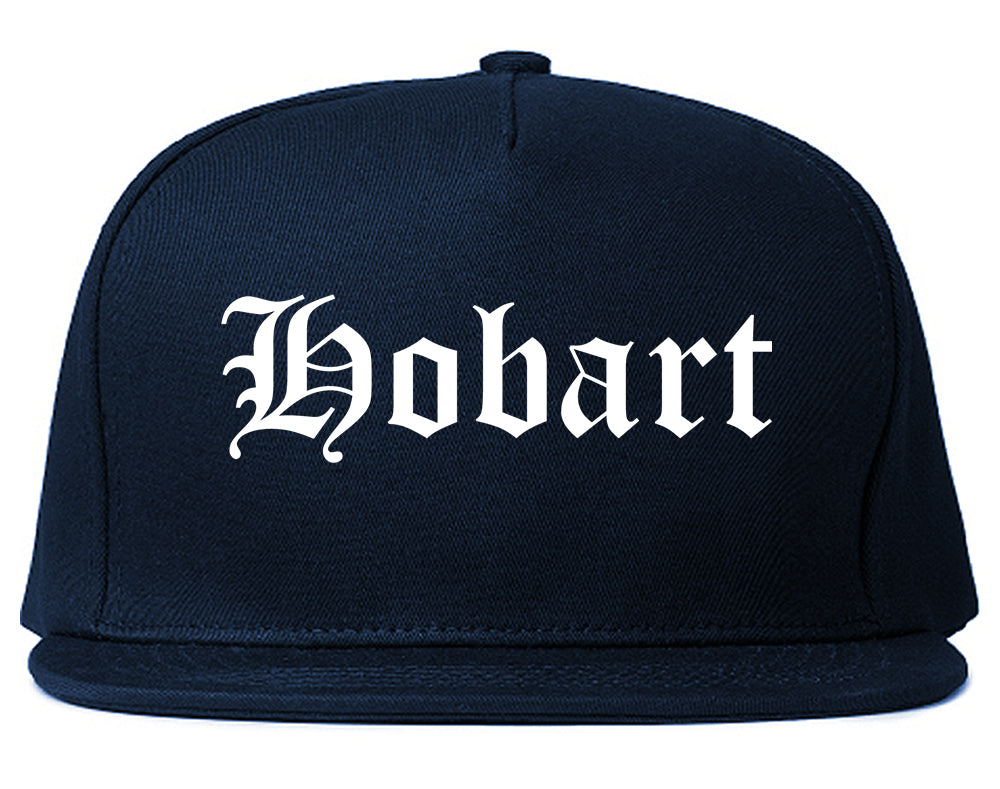 Hobart Indiana IN Old English Mens Snapback Hat Navy Blue