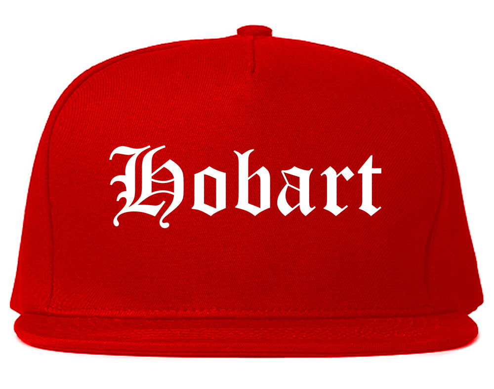 Hobart Indiana IN Old English Mens Snapback Hat Red