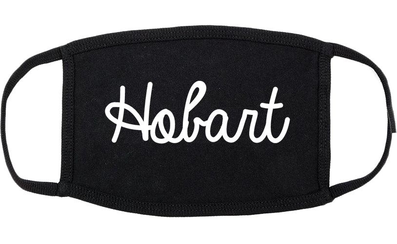 Hobart Indiana IN Script Cotton Face Mask Black