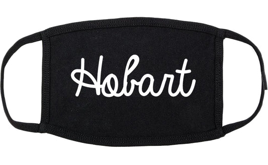 Hobart Indiana IN Script Cotton Face Mask Black