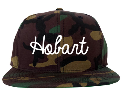 Hobart Indiana IN Script Mens Snapback Hat Army Camo