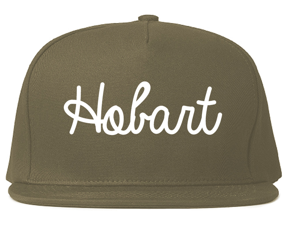 Hobart Indiana IN Script Mens Snapback Hat Grey
