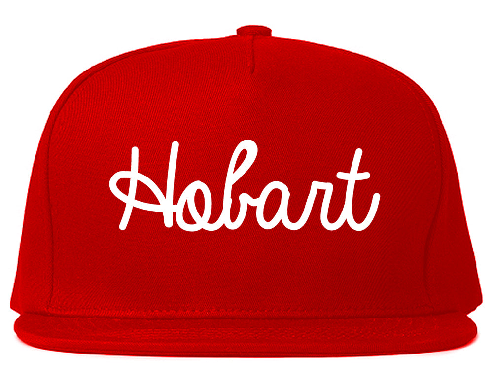 Hobart Indiana IN Script Mens Snapback Hat Red