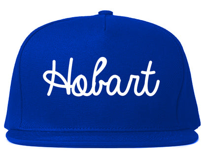 Hobart Indiana IN Script Mens Snapback Hat Royal Blue
