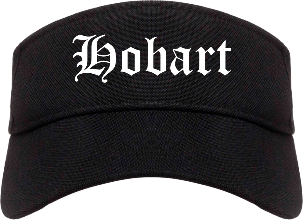 Hobart Indiana IN Old English Mens Visor Cap Hat Black