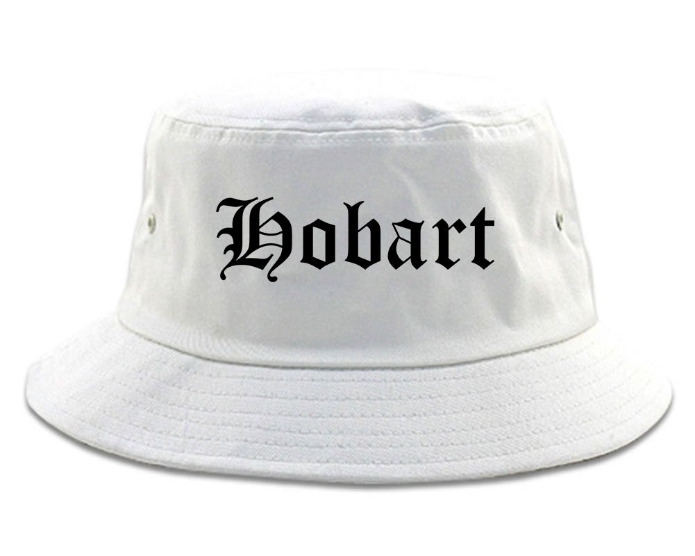 Hobart Indiana IN Old English Mens Bucket Hat White