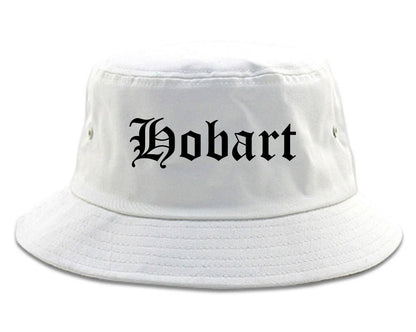 Hobart Indiana IN Old English Mens Bucket Hat White