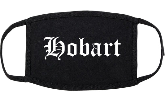 Hobart Wisconsin WI Old English Cotton Face Mask Black