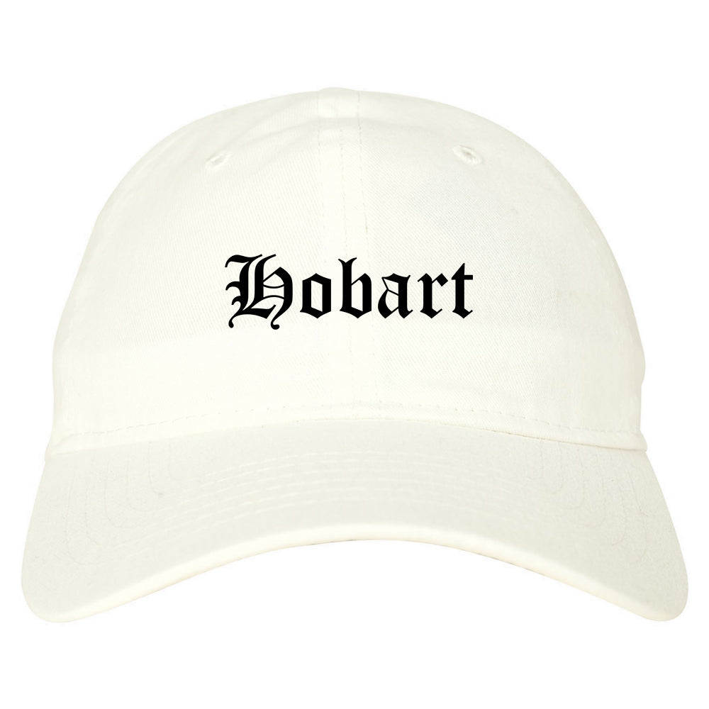 Hobart Wisconsin WI Old English Mens Dad Hat Baseball Cap White