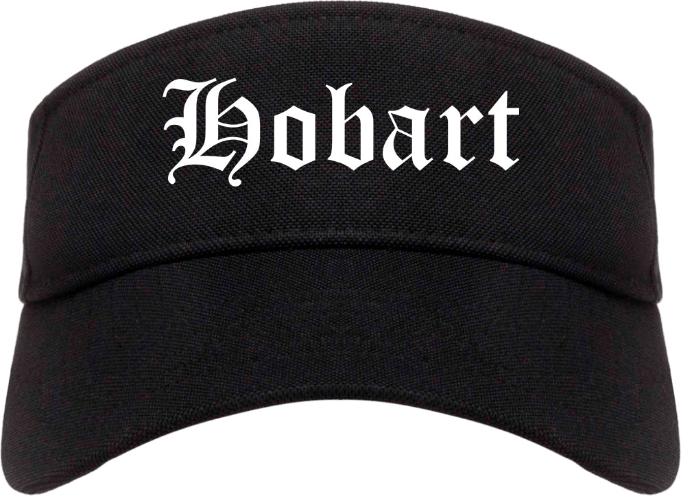 Hobart Wisconsin WI Old English Mens Visor Cap Hat Black