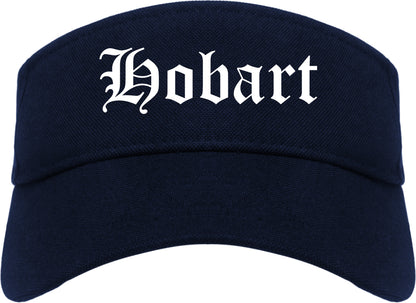 Hobart Wisconsin WI Old English Mens Visor Cap Hat Navy Blue