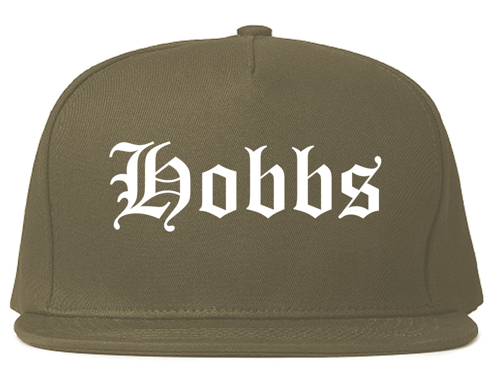 Hobbs New Mexico NM Old English Mens Snapback Hat Grey