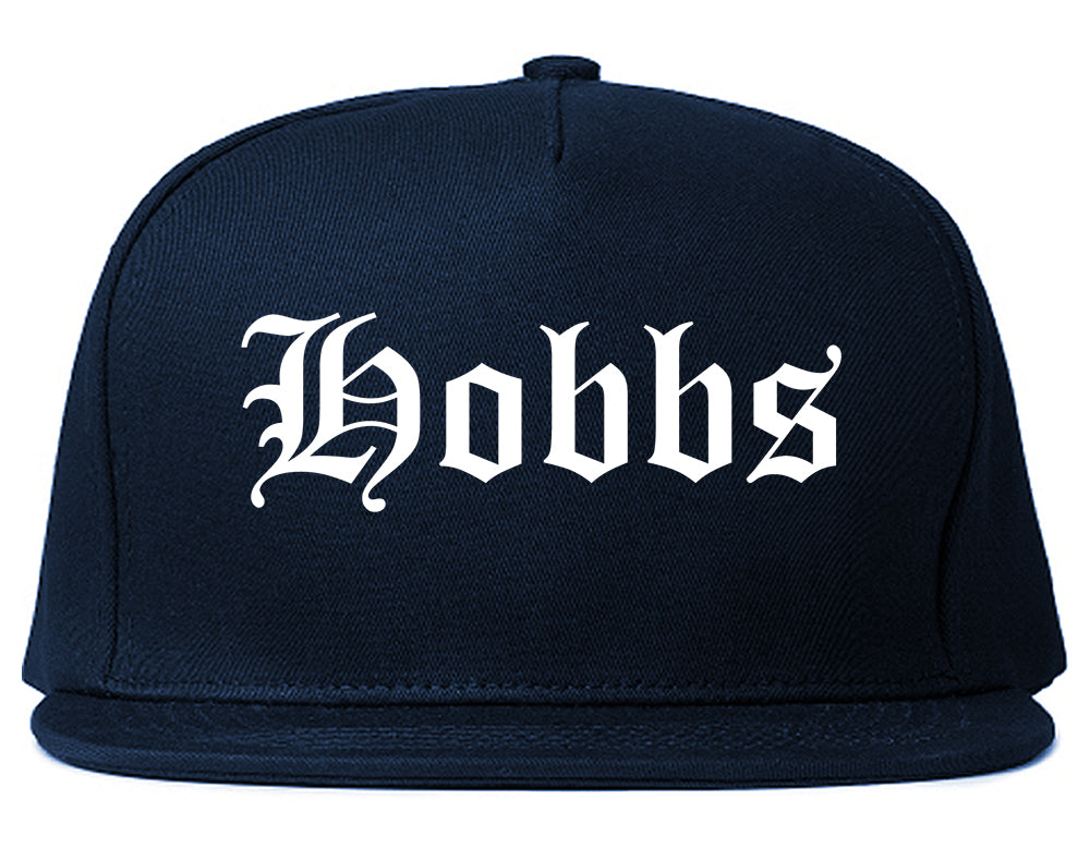 Hobbs New Mexico NM Old English Mens Snapback Hat Navy Blue