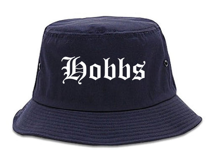 Hobbs New Mexico NM Old English Mens Bucket Hat Navy Blue