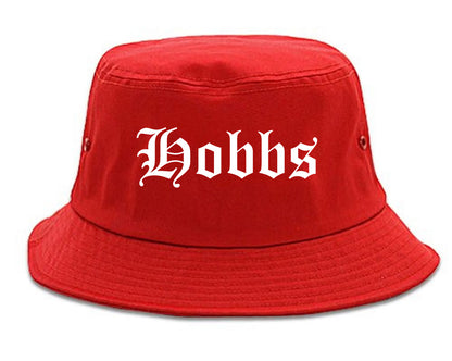 Hobbs New Mexico NM Old English Mens Bucket Hat Red