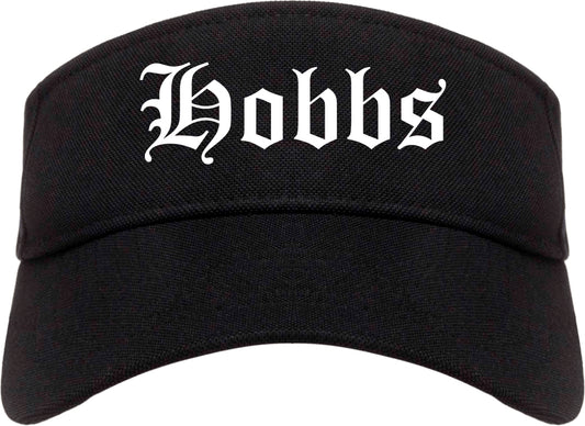 Hobbs New Mexico NM Old English Mens Visor Cap Hat Black