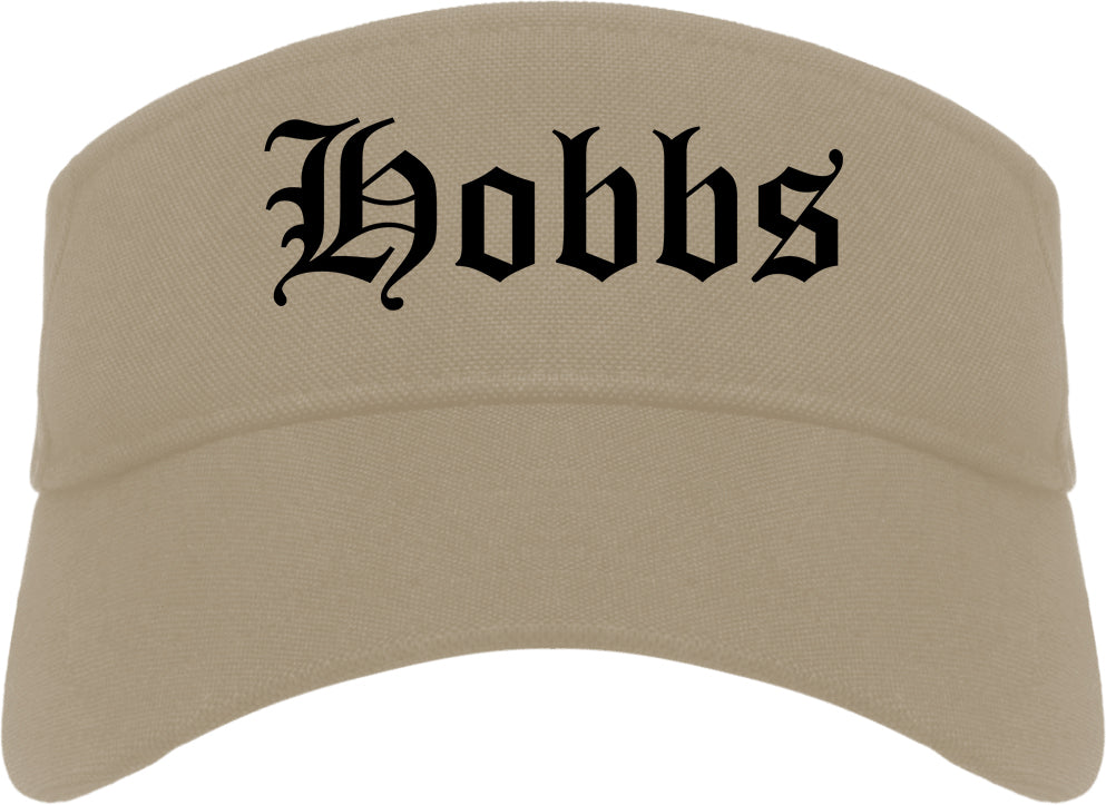 Hobbs New Mexico NM Old English Mens Visor Cap Hat Khaki