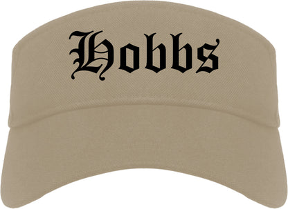 Hobbs New Mexico NM Old English Mens Visor Cap Hat Khaki