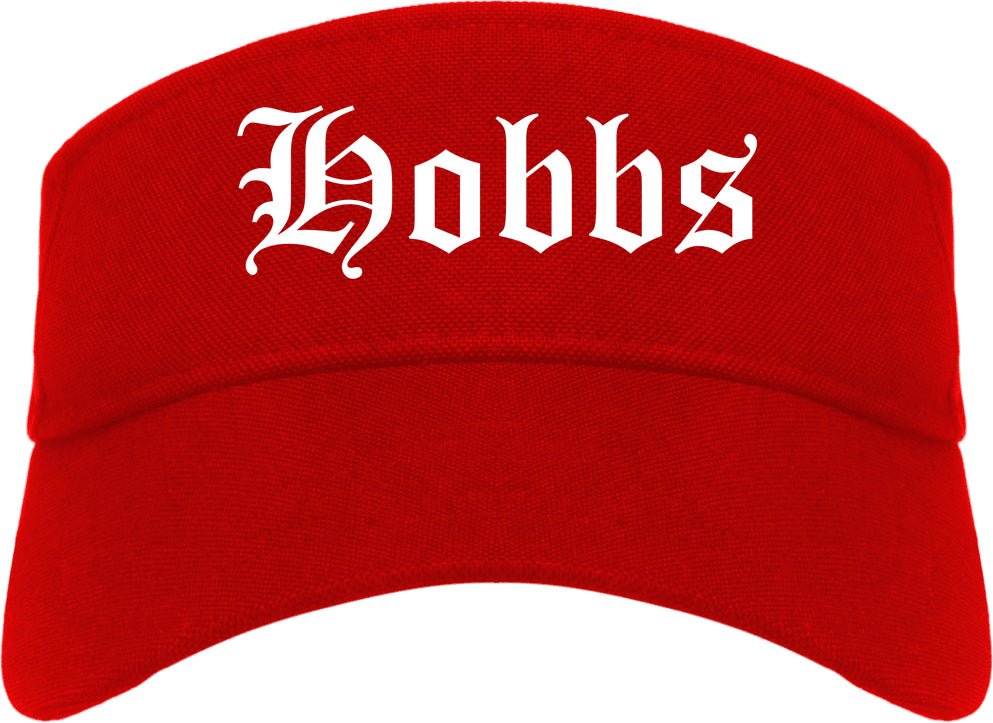 Hobbs New Mexico NM Old English Mens Visor Cap Hat Red