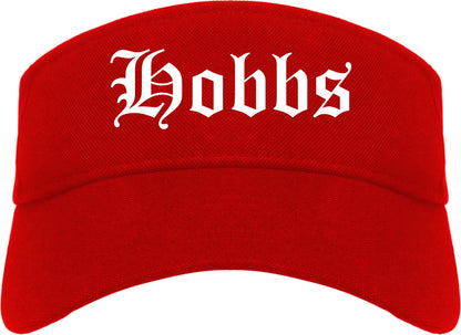 Hobbs New Mexico NM Old English Mens Visor Cap Hat Red