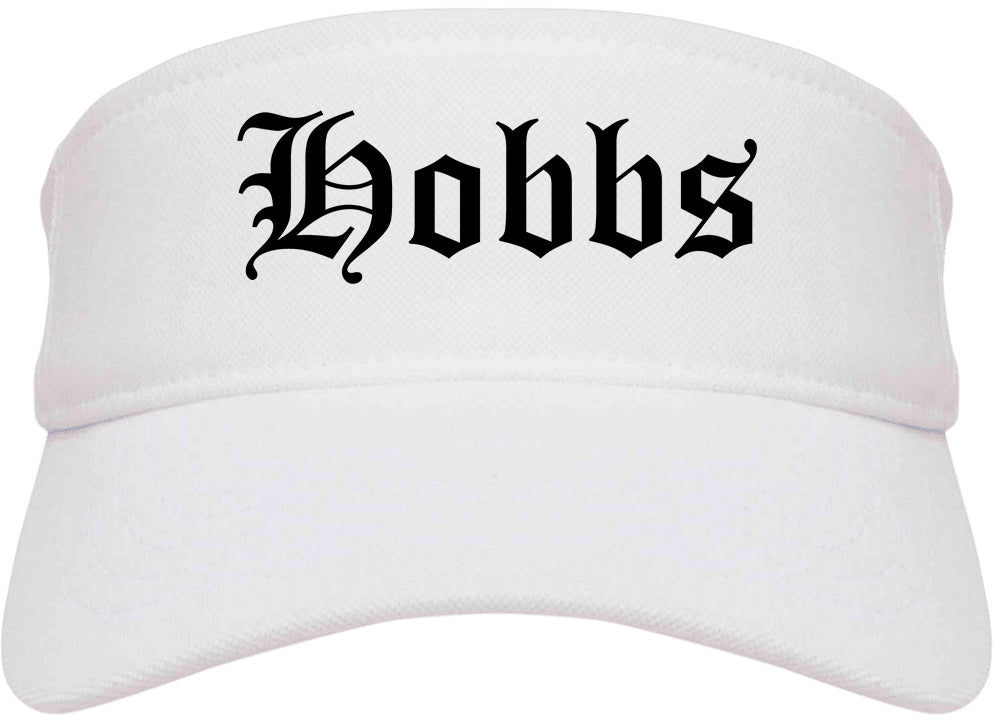 Hobbs New Mexico NM Old English Mens Visor Cap Hat White