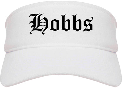 Hobbs New Mexico NM Old English Mens Visor Cap Hat White