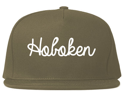 Hoboken New Jersey NJ Script Mens Snapback Hat Grey