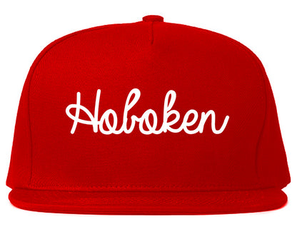 Hoboken New Jersey NJ Script Mens Snapback Hat Red