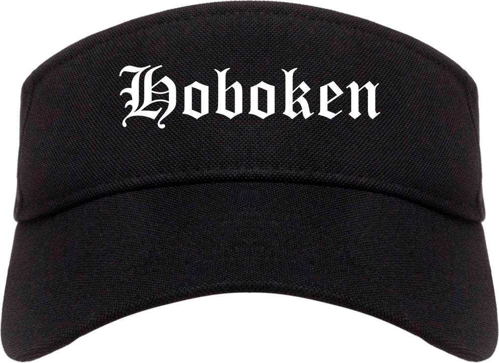Hoboken New Jersey NJ Old English Mens Visor Cap Hat Black
