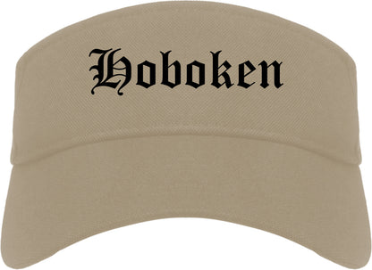 Hoboken New Jersey NJ Old English Mens Visor Cap Hat Khaki