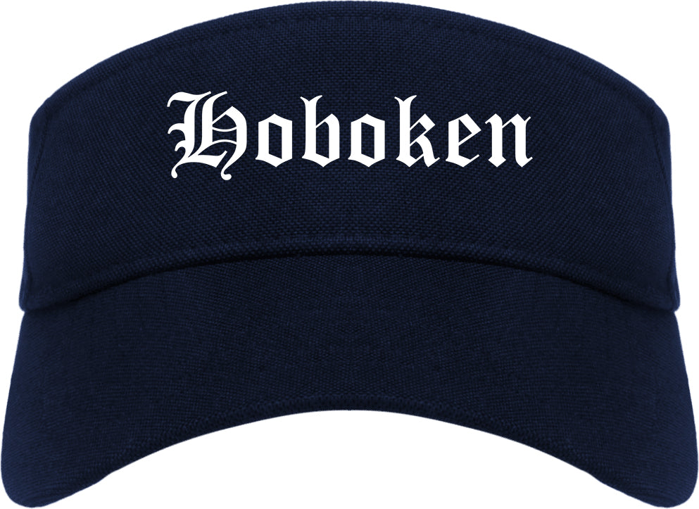 Hoboken New Jersey NJ Old English Mens Visor Cap Hat Navy Blue