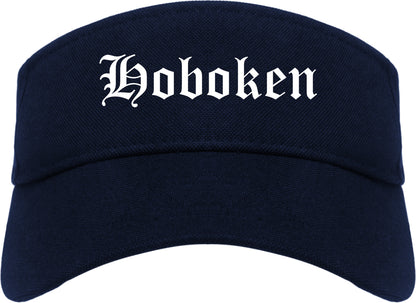 Hoboken New Jersey NJ Old English Mens Visor Cap Hat Navy Blue