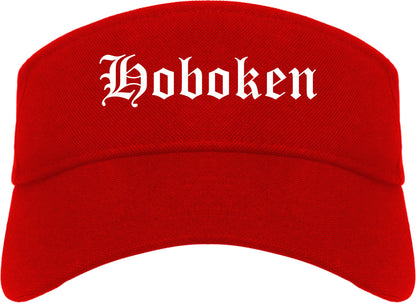 Hoboken New Jersey NJ Old English Mens Visor Cap Hat Red