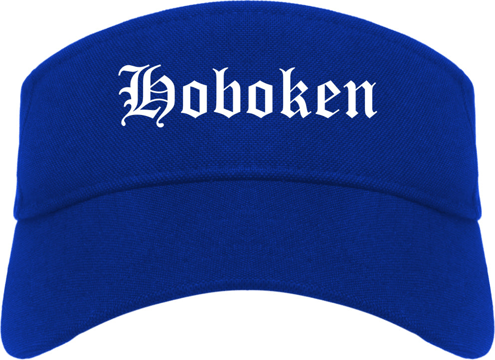 Hoboken New Jersey NJ Old English Mens Visor Cap Hat Royal Blue