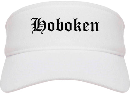 Hoboken New Jersey NJ Old English Mens Visor Cap Hat White