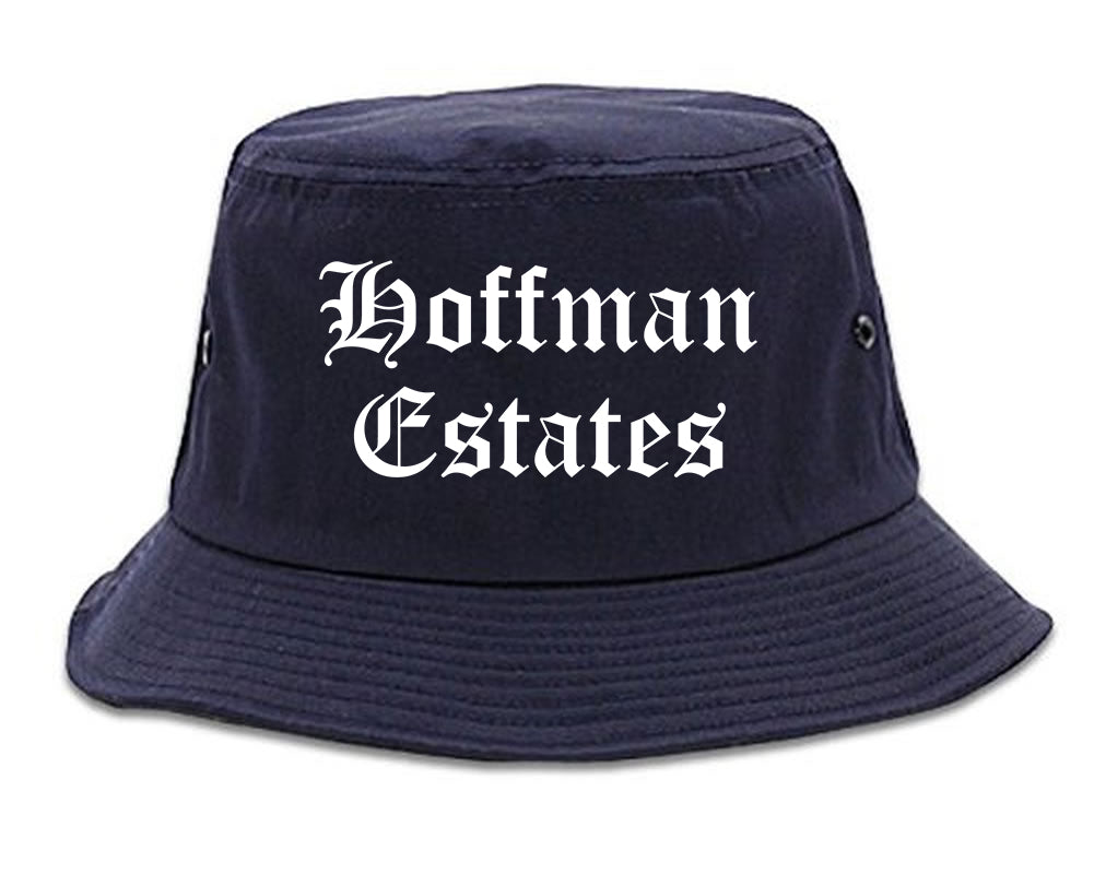 Hoffman Estates Illinois IL Old English Mens Bucket Hat Navy Blue