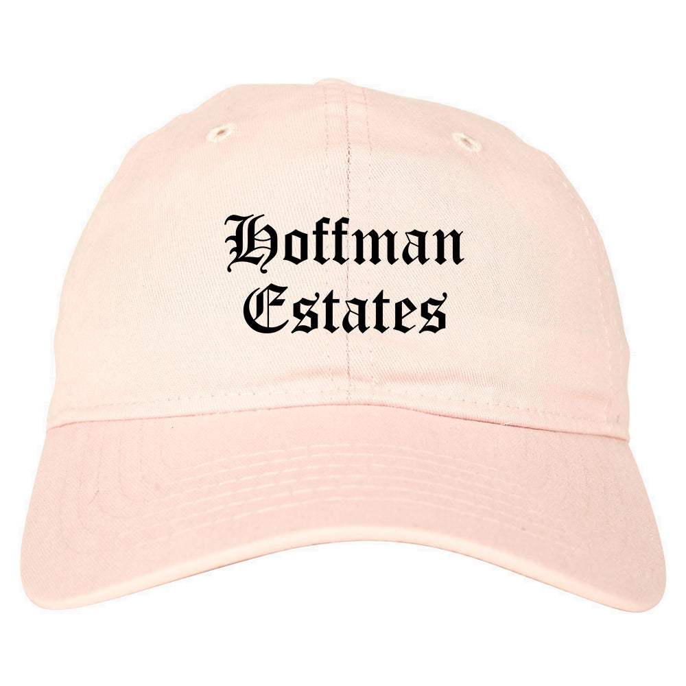 Hoffman Estates Illinois IL Old English Mens Dad Hat Baseball Cap Pink
