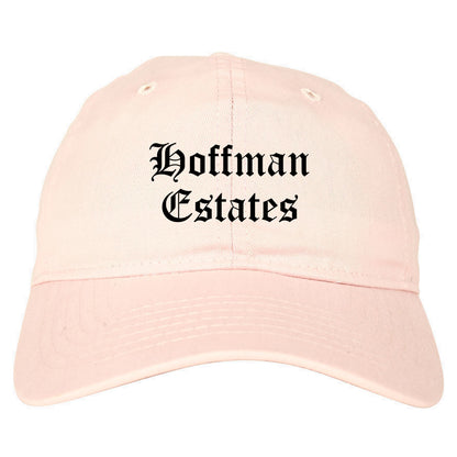 Hoffman Estates Illinois IL Old English Mens Dad Hat Baseball Cap Pink