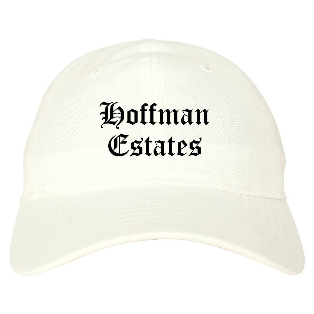 Hoffman Estates Illinois IL Old English Mens Dad Hat Baseball Cap White