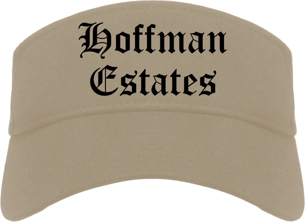 Hoffman Estates Illinois IL Old English Mens Visor Cap Hat Khaki