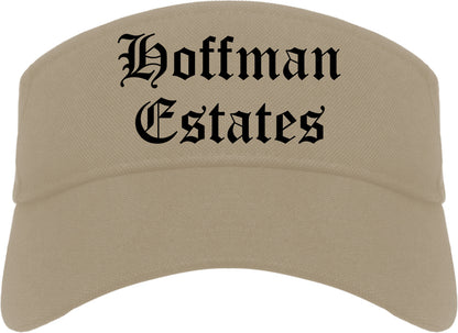 Hoffman Estates Illinois IL Old English Mens Visor Cap Hat Khaki