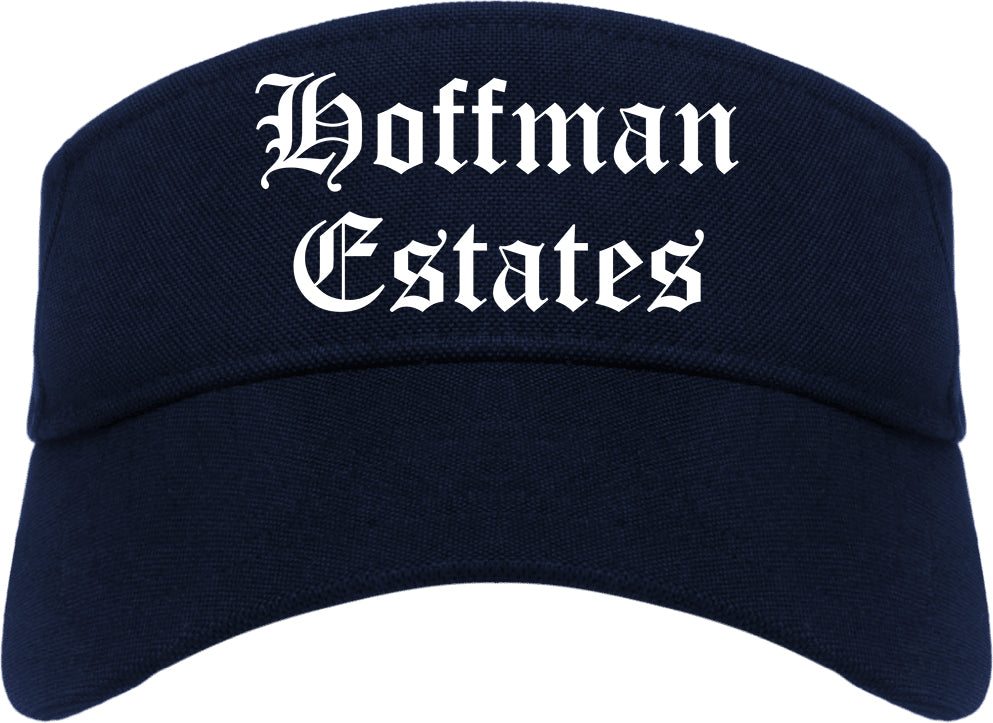Hoffman Estates Illinois IL Old English Mens Visor Cap Hat Navy Blue